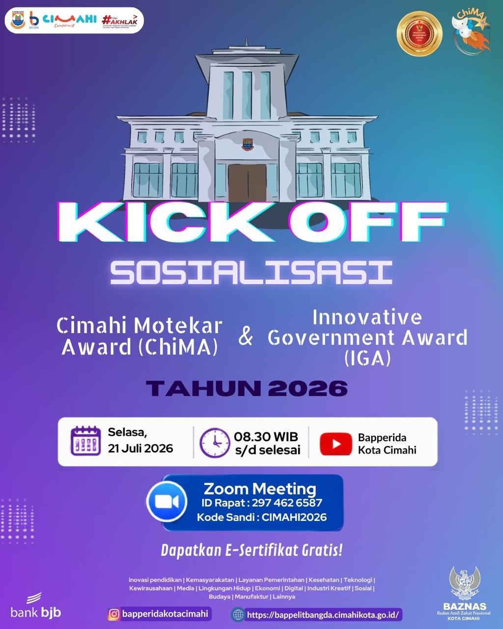 BAPPERIDA Kota Cimahi Gelar Kick Off Sosialisasi Cimahi Motekar Award (ChiMA) dan Innovative Government Award (IGA) Tahun 2026