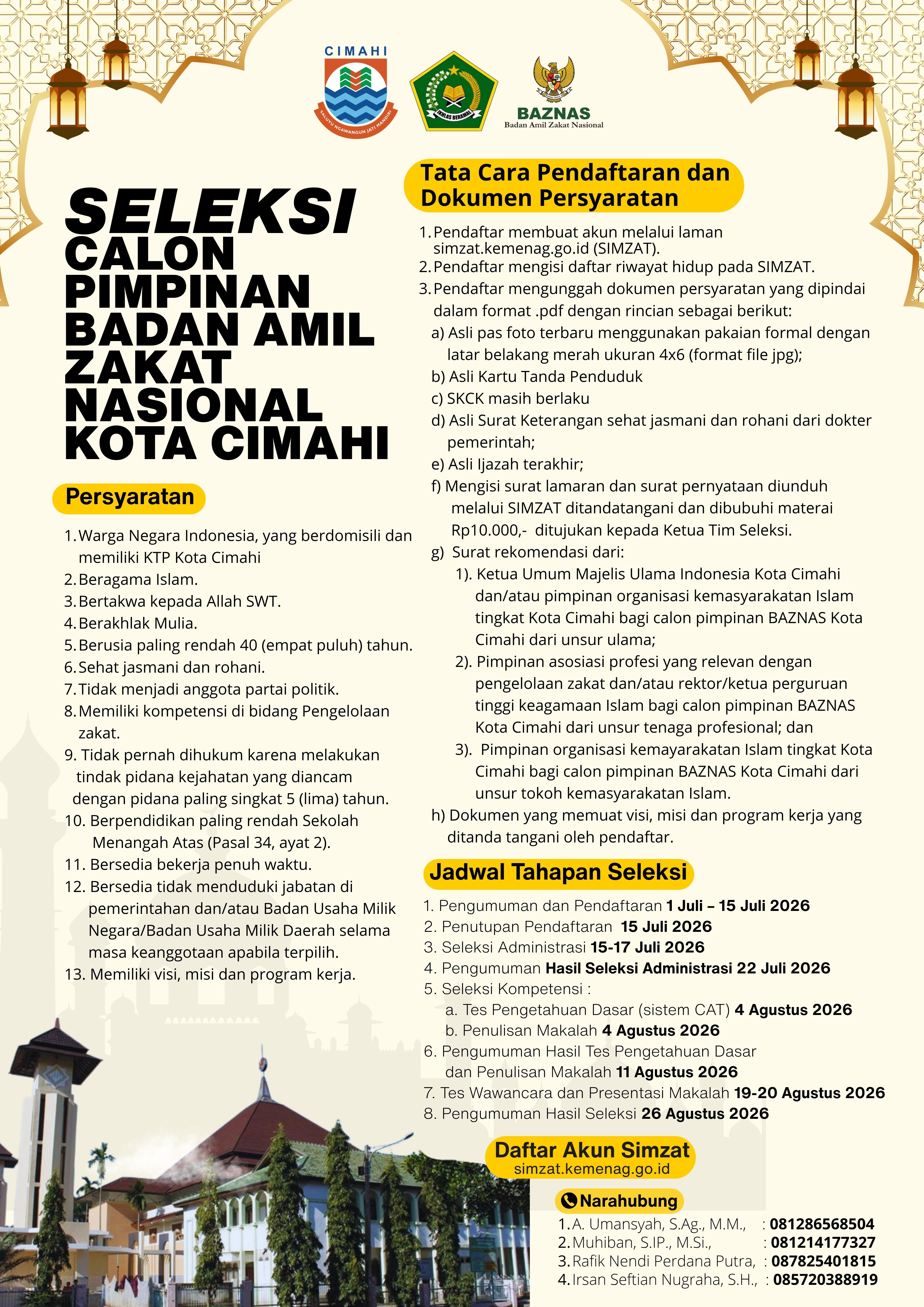 Seleksi Calon Pimpinan Badan Amil Zakat Nasional Kota Cimahi