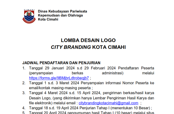 Lomba Desain Logo City Branding Kota Cimahi Tahun 2024